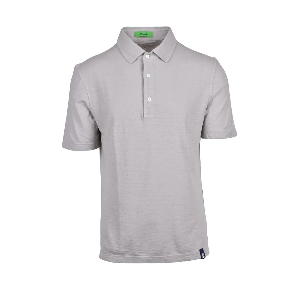 DRUMOHR Light Grey Cotton Linen Polo
